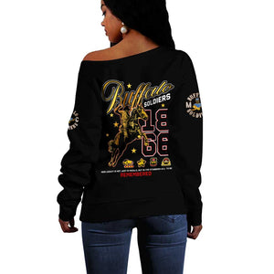 Buffalo Soldiers Off Shoulder Sweater 1866-1944 African American Black Heros Legacy - African Pride