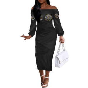 Buffalo Soldiers Off The Shoulder Long Sleeve Dress 1866-1944 African American Black Heros Legacy - African Pride