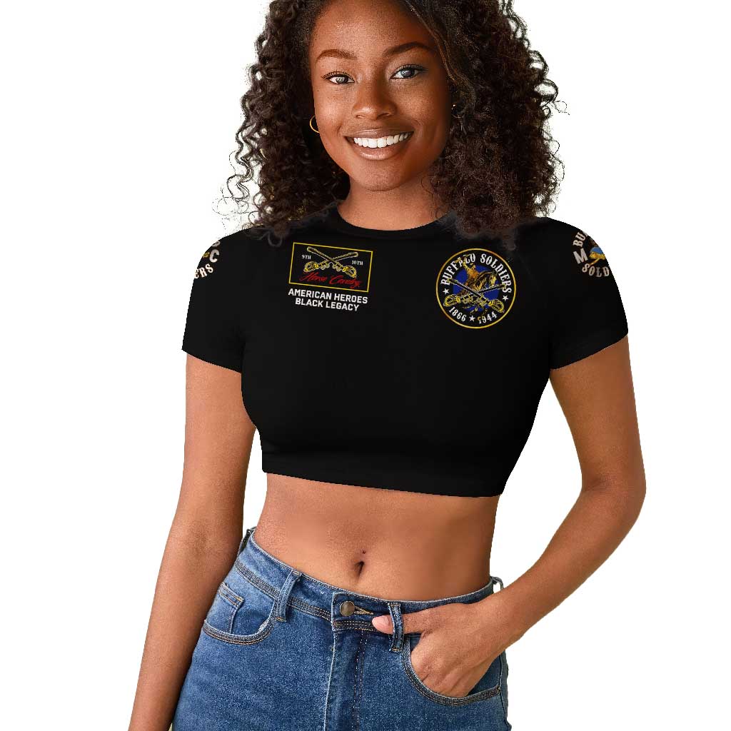 Buffalo Soldiers Raglan Cropped T shirt 1866-1944 African American Black Heros Legacy - African Pride