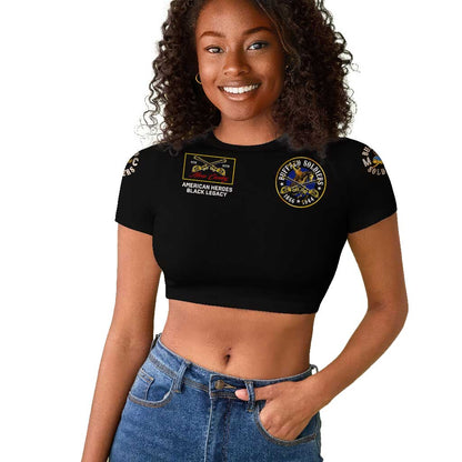 Buffalo Soldiers Raglan Cropped T shirt 1866-1944 African American Black Heros Legacy - African Pride