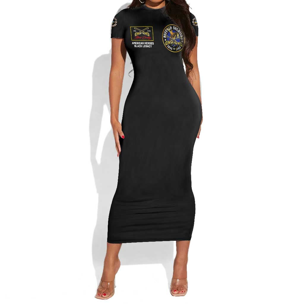 Buffalo Soldiers Short Sleeve Bodycon Dress 1866-1944 African American Black Heros Legacy - African Pride