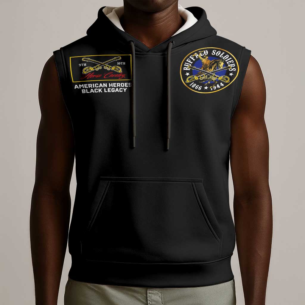 Buffalo Soldiers Sleeveless Hoodie 1866-1944 African American Black Heros Legacy - African Pride
