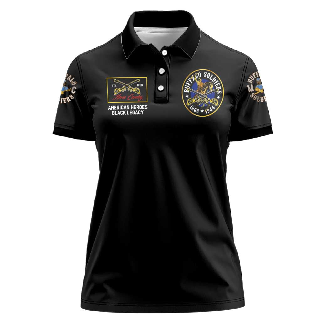 Buffalo Soldiers Women Polo Shirt 1866-1944 African American Black Heros Legacy - African Pride