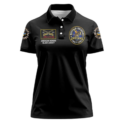 Buffalo Soldiers Women Polo Shirt 1866-1944 African American Black Heros Legacy - African Pride