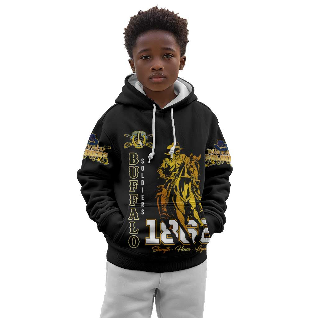 Strength Honor Legacy Buffalo Soldiers Kid Hoodie African American Cavalry Tribute - African Pride