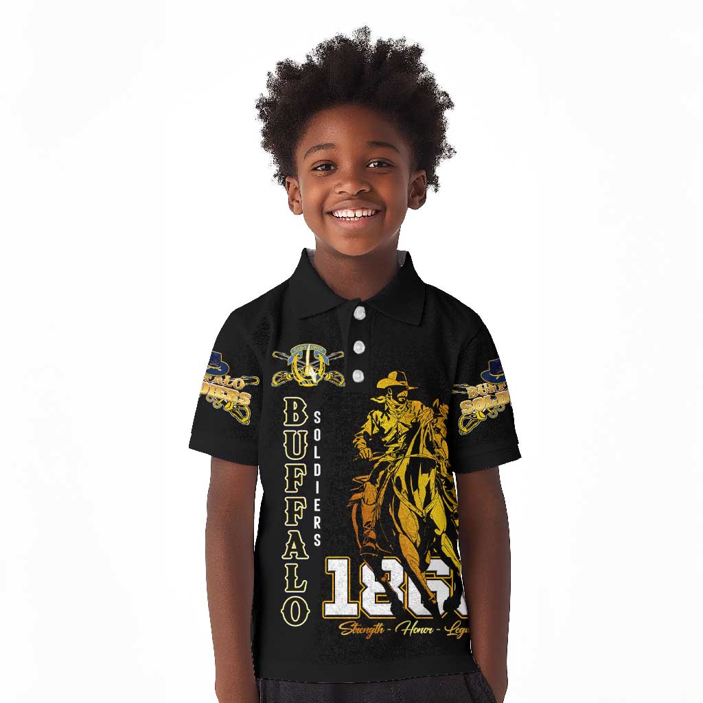 Strength Honor Legacy Buffalo Soldiers Kid Polo Shirt African American Cavalry Tribute - African Pride