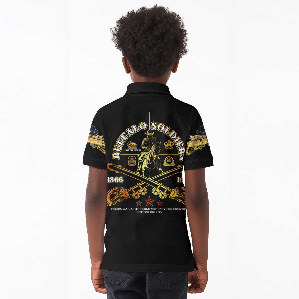 Strength Honor Legacy Buffalo Soldiers Kid Polo Shirt African American Cavalry Tribute - African Pride
