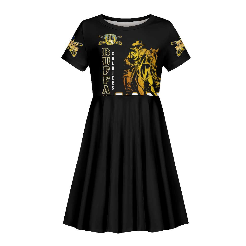 Strength Honor Legacy Buffalo Soldiers Kid Short Sleeve Dress African American Cavalry Tribute - African Pride