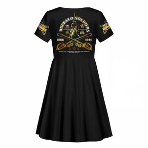 Strength Honor Legacy Buffalo Soldiers Kid Short Sleeve Dress African American Cavalry Tribute - African Pride
