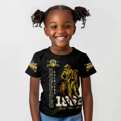 Strength Honor Legacy Buffalo Soldiers Kid T shirt African American Cavalry Tribute - African Pride