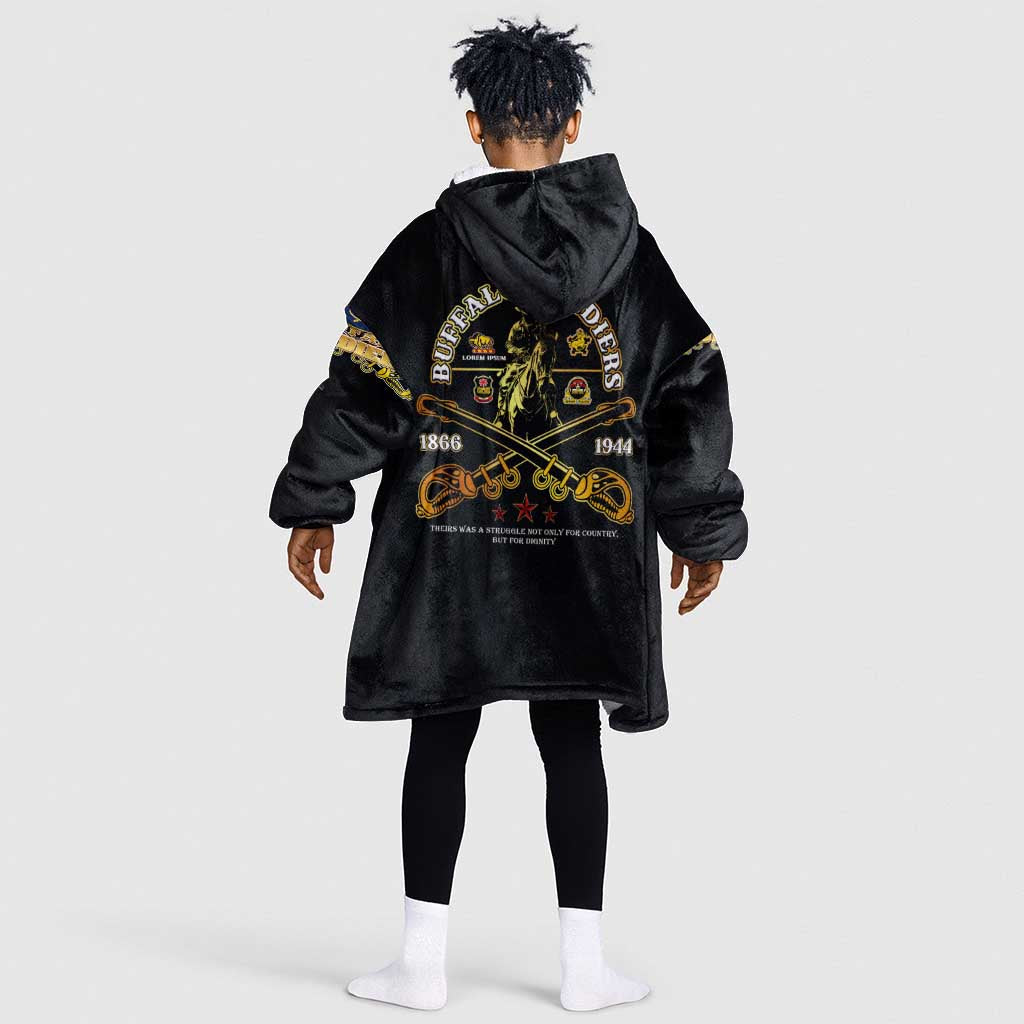 Strength Honor Legacy Buffalo Soldiers Kid Wearable Blanket Hoodie African American Cavalry Tribute - African Pride