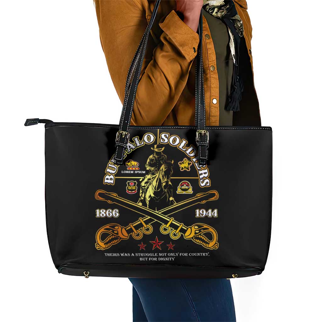 Strength Honor Legacy Buffalo Soldiers Leather Tote Bag African American Cavalry Tribute - African Pride