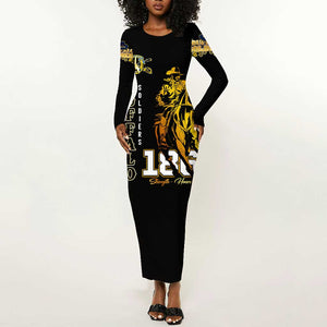 Strength Honor Legacy Buffalo Soldiers Long Sleeve Bodycon Dress African American Cavalry Tribute - African Pride