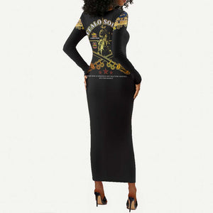 Strength Honor Legacy Buffalo Soldiers Long Sleeve Bodycon Dress African American Cavalry Tribute - African Pride