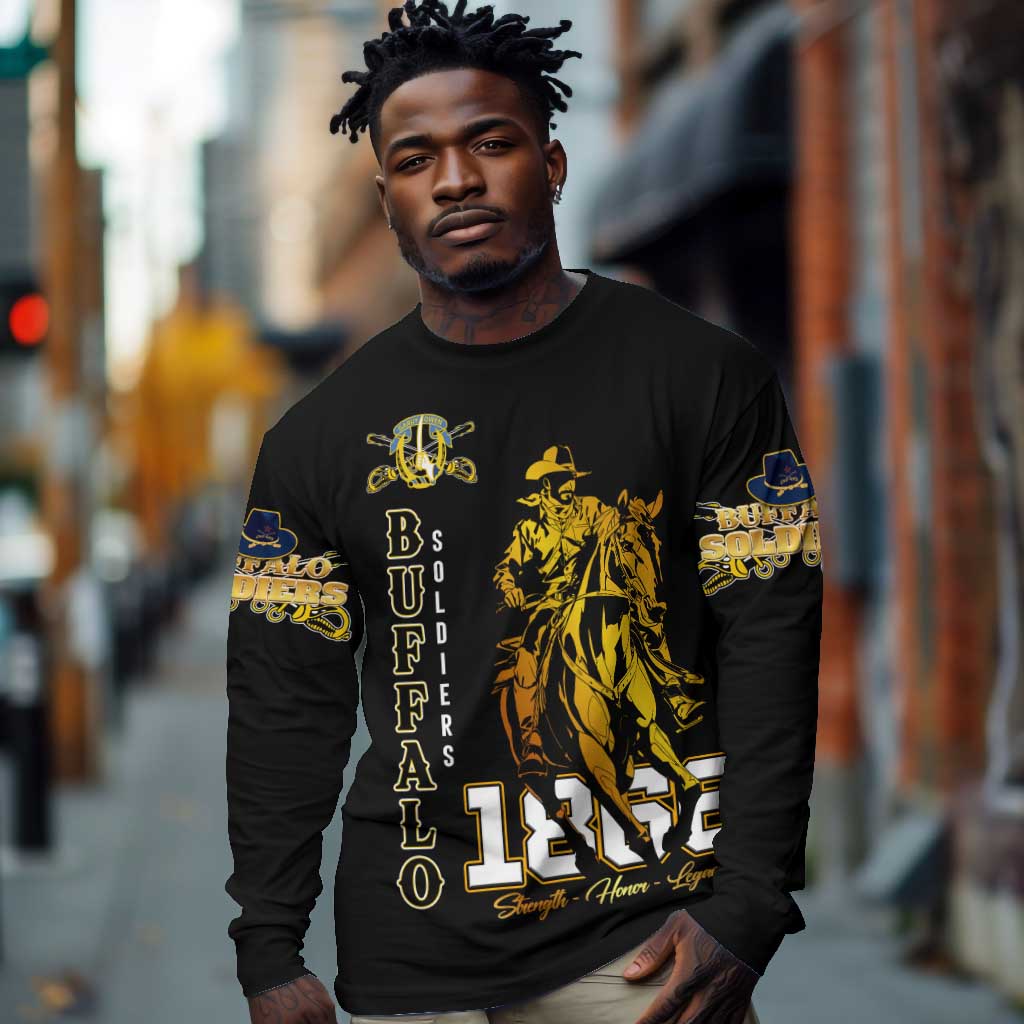 Strength Honor Legacy Buffalo Soldiers Long Sleeve Shirt African American Cavalry Tribute - African Pride