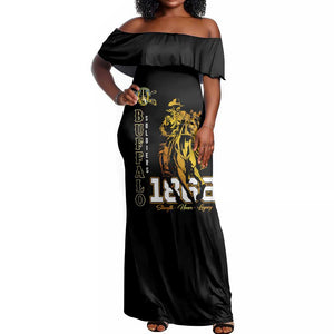 Strength Honor Legacy Buffalo Soldiers Off Shoulder Maxi Dress African American Cavalry Tribute - African Pride