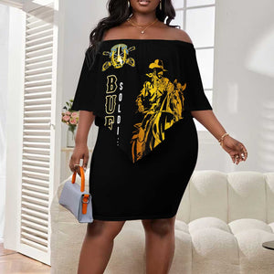 Strength Honor Legacy Buffalo Soldiers Off Shoulder Short Dress African American Cavalry Tribute - African Pride