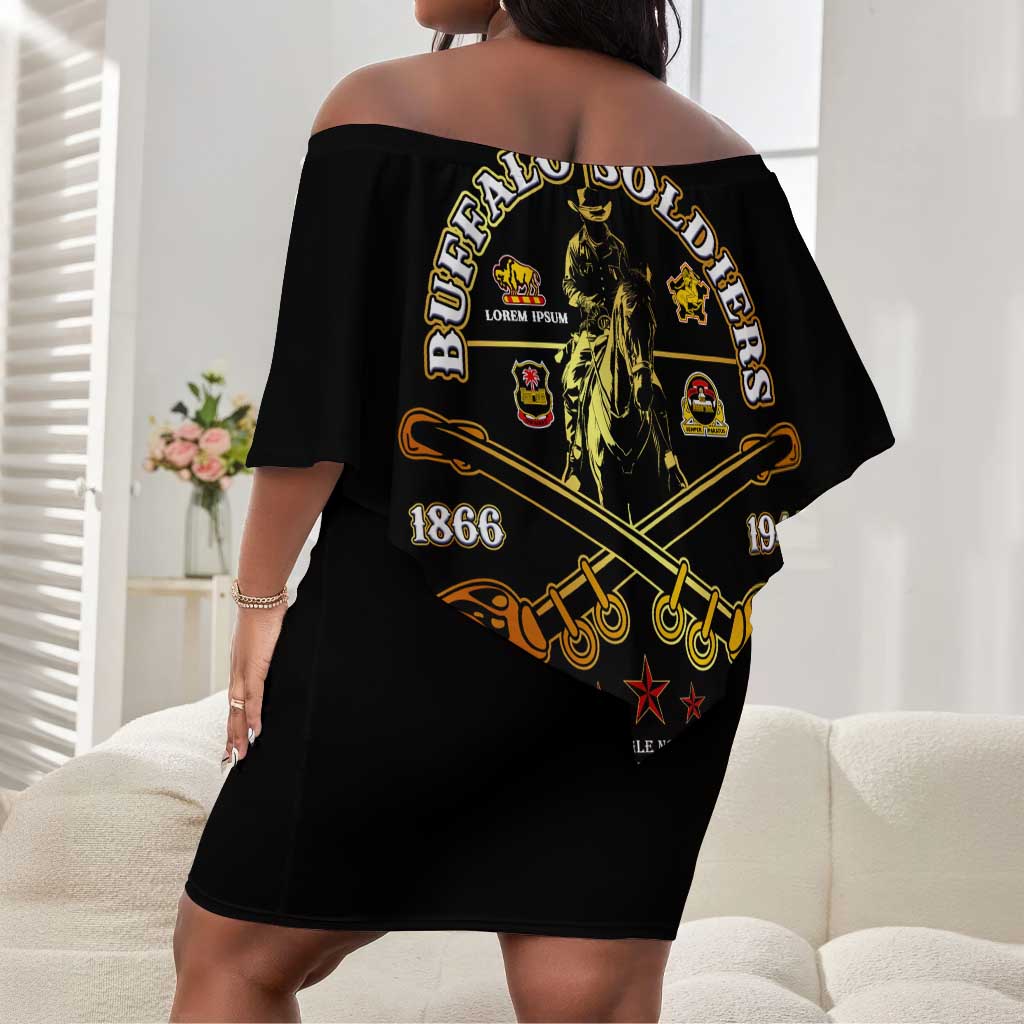 Strength Honor Legacy Buffalo Soldiers Off Shoulder Short Dress African American Cavalry Tribute - African Pride