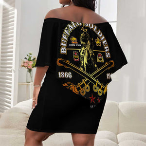 Strength Honor Legacy Buffalo Soldiers Off Shoulder Short Dress African American Cavalry Tribute - African Pride