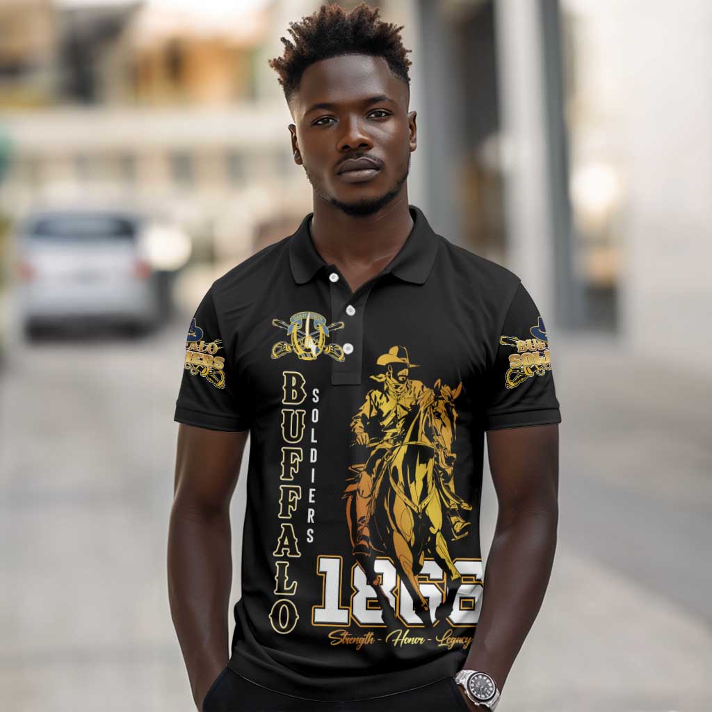 Strength Honor Legacy Buffalo Soldiers Polo Shirt African American Cavalry Tribute - African Pride
