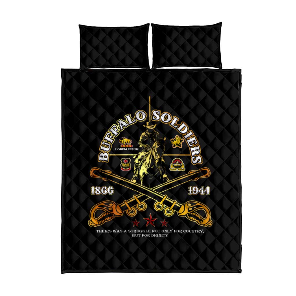 Strength Honor Legacy Buffalo Soldiers Quilt Bed Set African American Cavalry Tribute - African Pride