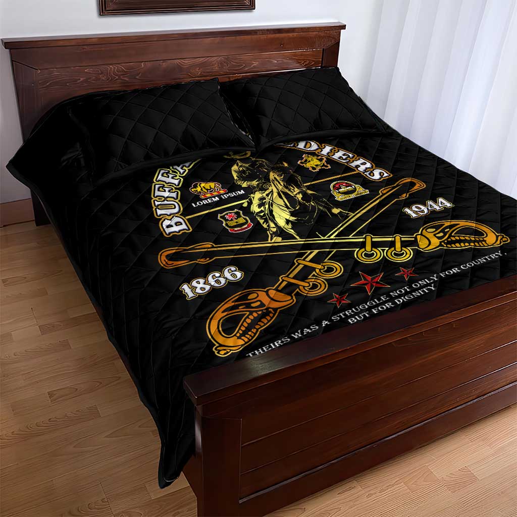 Strength Honor Legacy Buffalo Soldiers Quilt Bed Set African American Cavalry Tribute - African Pride
