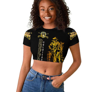 Strength Honor Legacy Buffalo Soldiers Raglan Cropped T shirt African American Cavalry Tribute - African Pride