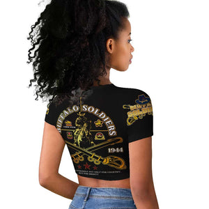 Strength Honor Legacy Buffalo Soldiers Raglan Cropped T shirt African American Cavalry Tribute - African Pride