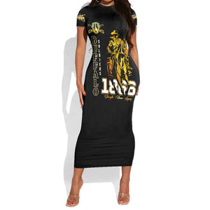 Strength Honor Legacy Buffalo Soldiers Short Sleeve Bodycon Dress African American Cavalry Tribute - African Pride