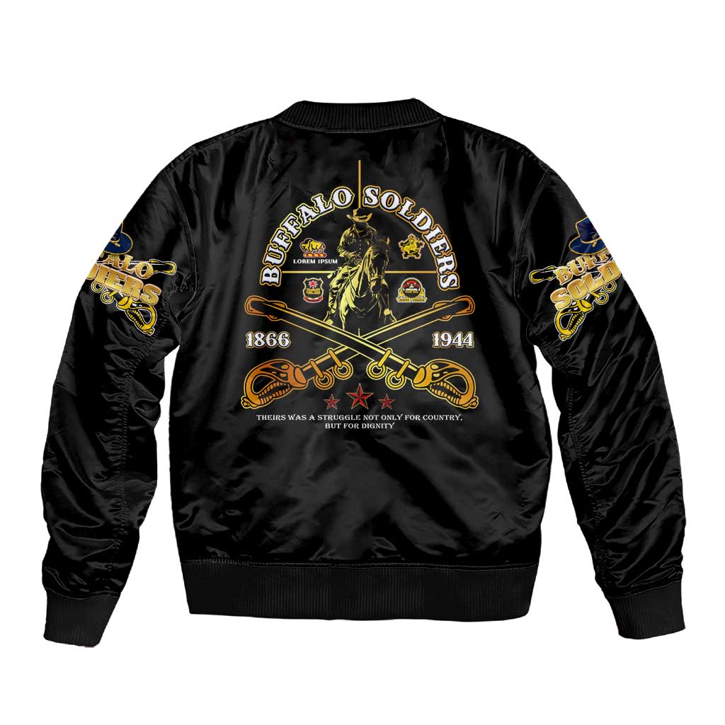 Strength Honor Legacy Buffalo Soldiers Sleeve Zip Bomber Jacket African American Cavalry Tribute - African Pride