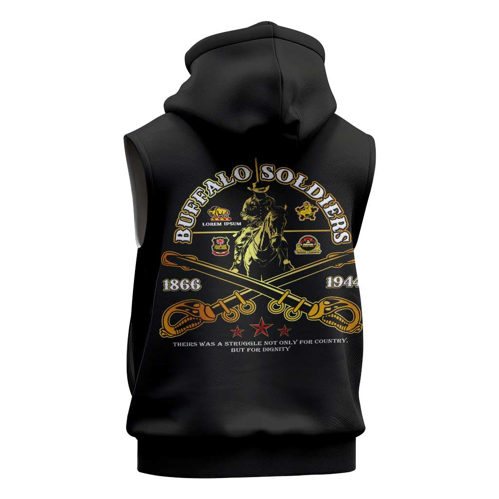 Strength Honor Legacy Buffalo Soldiers Sleeveless Zip Hoodie African American Cavalry Tribute - African Pride