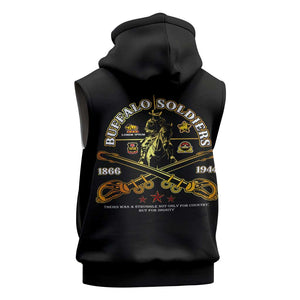 Strength Honor Legacy Buffalo Soldiers Sleeveless Zip Hoodie African American Cavalry Tribute - African Pride