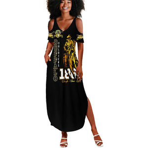 Strength Honor Legacy Buffalo Soldiers Summer Maxi Dress African American Cavalry Tribute - African Pride