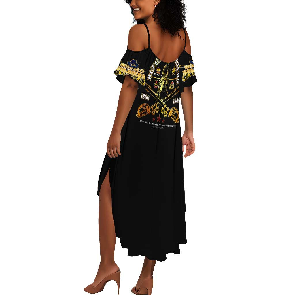 Strength Honor Legacy Buffalo Soldiers Summer Maxi Dress African American Cavalry Tribute - African Pride