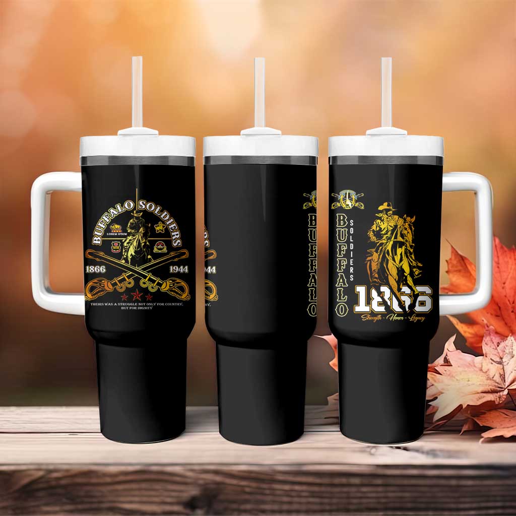 Strength Honor Legacy Buffalo Soldiers Tumbler With Handle African American Cavalry Tribute - African Pride