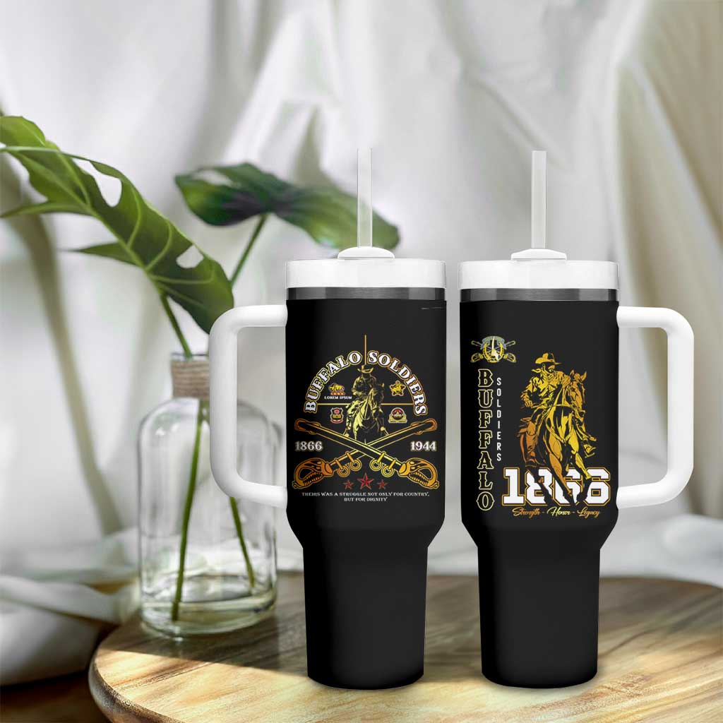 Strength Honor Legacy Buffalo Soldiers Tumbler With Handle African American Cavalry Tribute - African Pride
