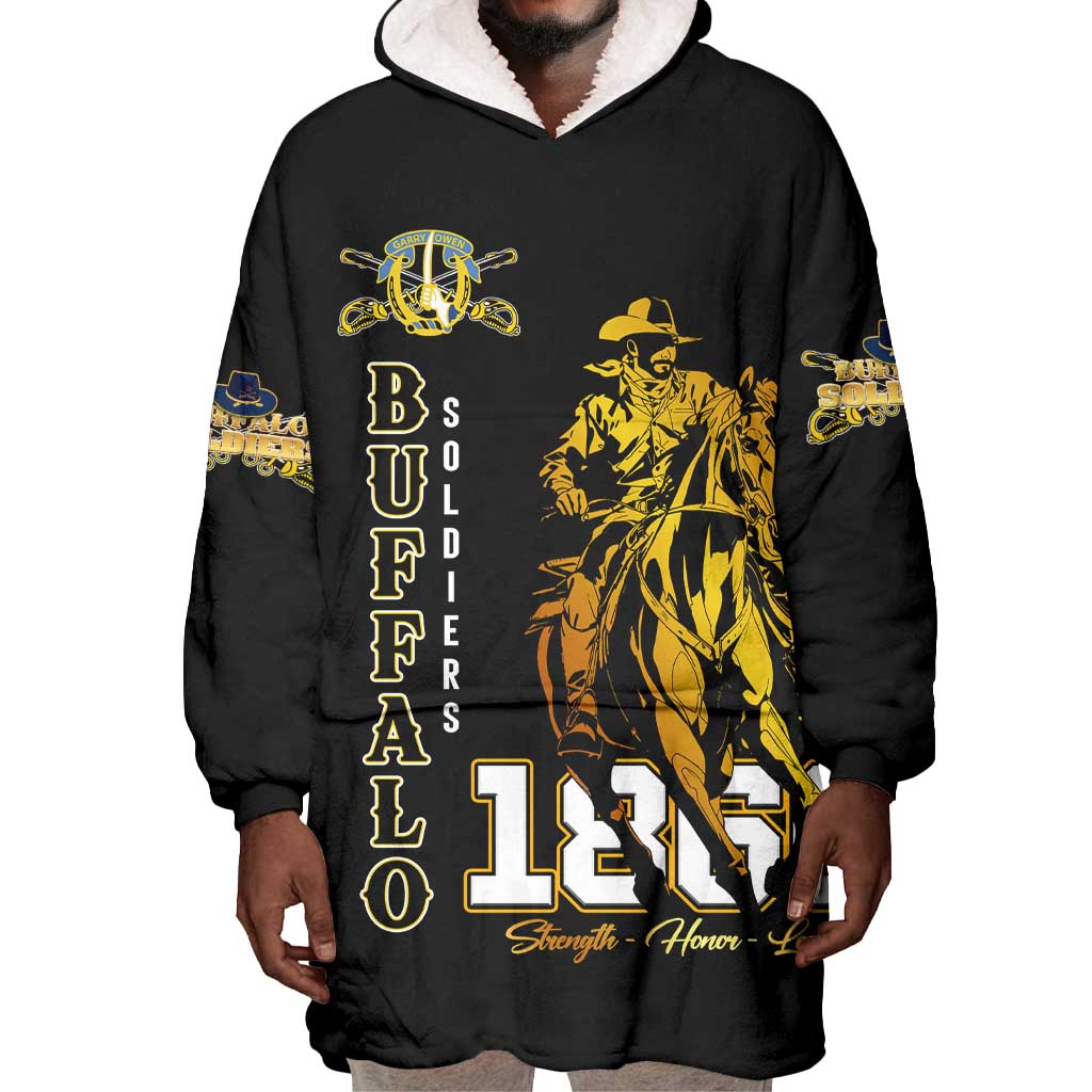 Strength Honor Legacy Buffalo Soldiers Wearable Blanket Hoodie African American Cavalry Tribute - African Pride