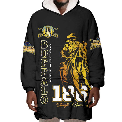Strength Honor Legacy Buffalo Soldiers Wearable Blanket Hoodie African American Cavalry Tribute - African Pride