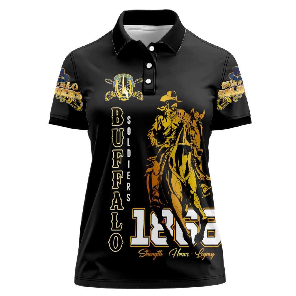 Strength Honor Legacy Buffalo Soldiers Women Polo Shirt African American Cavalry Tribute - African Pride