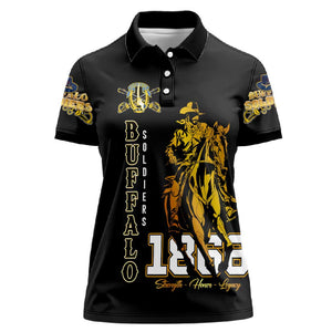 Strength Honor Legacy Buffalo Soldiers Women Polo Shirt African American Cavalry Tribute - African Pride
