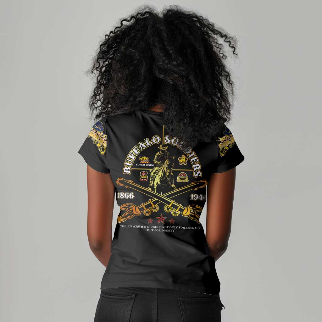Strength Honor Legacy Buffalo Soldiers Women V-Neck T-Shirt African American Cavalry Tribute - African Pride