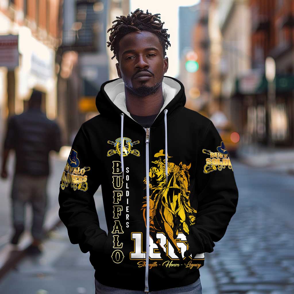 Strength Honor Legacy Buffalo Soldiers Zip Hoodie African American Cavalry Tribute - African Pride