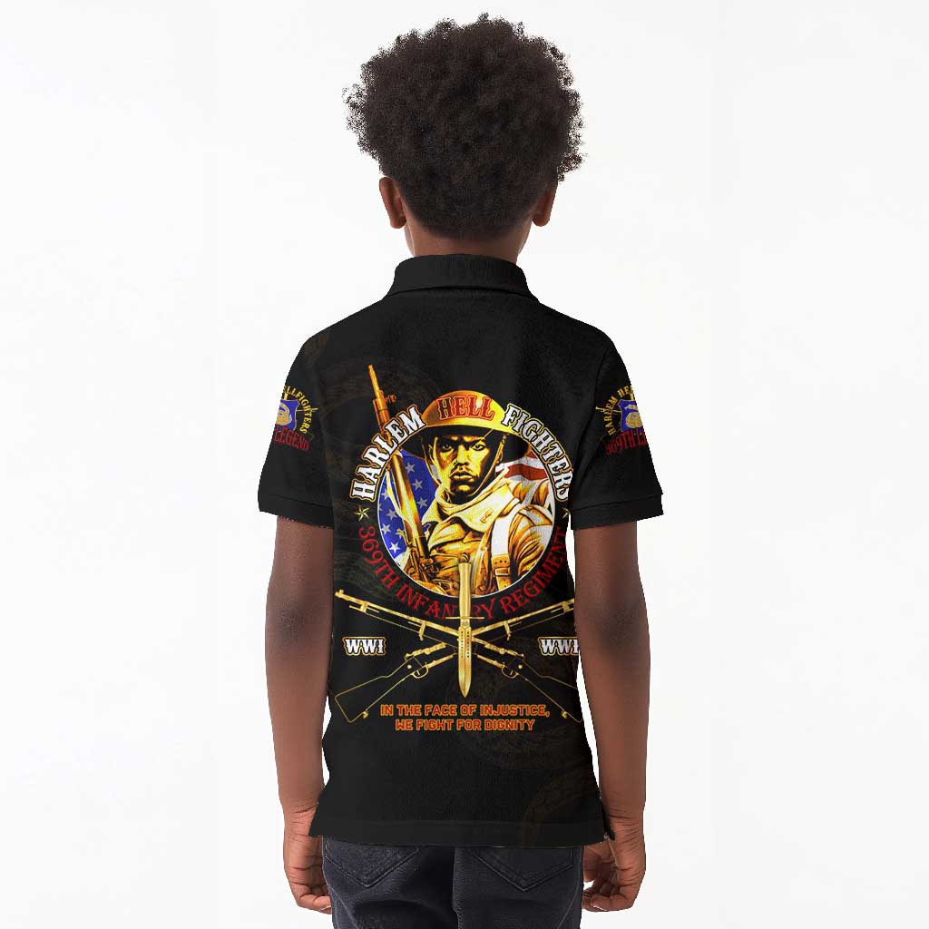 Harlem Hellfighters 369th Infantry Regiment Kid Polo Shirt Fight for Dignity WWII - African Pride