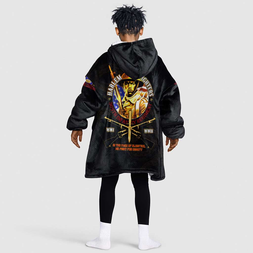 Harlem Hellfighters 369th Infantry Regiment Kid Wearable Blanket Hoodie Fight for Dignity WWII - African Pride