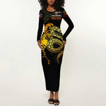 Harlem Hellfighters 369th Infantry Regiment Long Sleeve Bodycon Dress Fight for Dignity WWII - African Pride