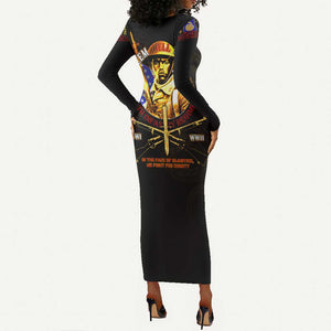 Harlem Hellfighters 369th Infantry Regiment Long Sleeve Bodycon Dress Fight for Dignity WWII - African Pride