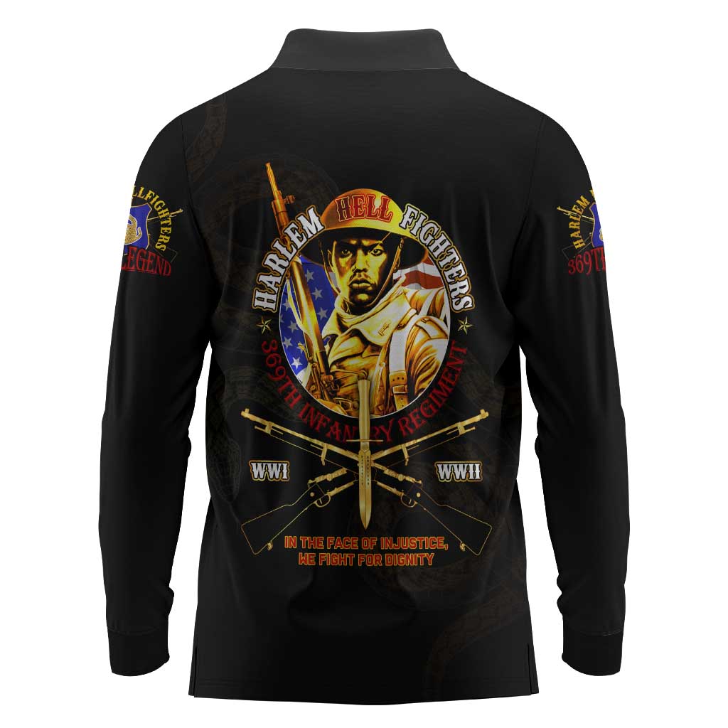 Harlem Hellfighters 369th Infantry Regiment Long Sleeve Polo Shirt Fight for Dignity WWII - African Pride
