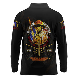 Harlem Hellfighters 369th Infantry Regiment Long Sleeve Polo Shirt Fight for Dignity WWII - African Pride