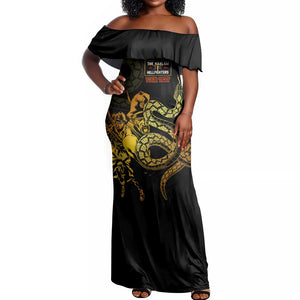 Harlem Hellfighters 369th Infantry Regiment Off Shoulder Maxi Dress Fight for Dignity WWII - African Pride