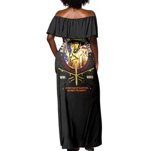 Harlem Hellfighters 369th Infantry Regiment Off Shoulder Maxi Dress Fight for Dignity WWII - African Pride